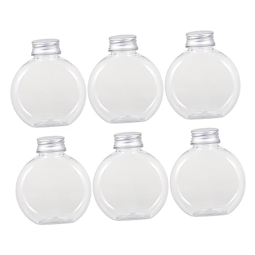 BIUDECO 6 Pack Juice Bottles Milk Tea Storage Containers 300ml Plastic Drink Bottles Secure Lids