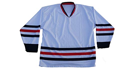 Game Play Custom Hockey Jersey, (Medium) White/Red/Black