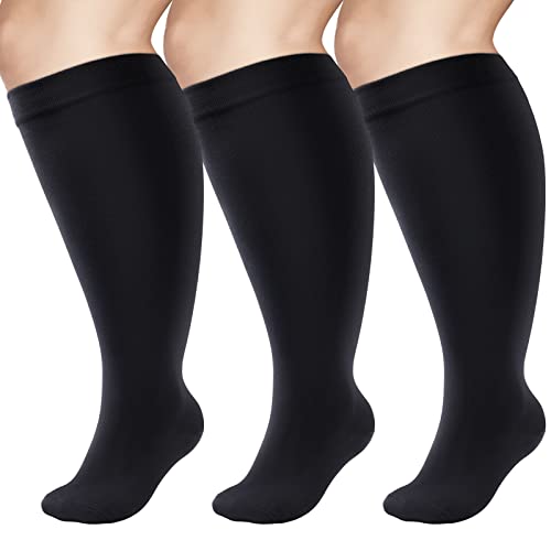 Image of Compression Socks for Women &Men Wide Calf, Plus Size 15-20 mmhg,Knee High,compression stockings
