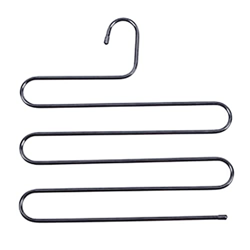 XISAOK Pants Hanger Multi-Layer S-Style Jeans Trouser Closet Carbon Steel Rack Space Saver for Tie Scarf Jeans