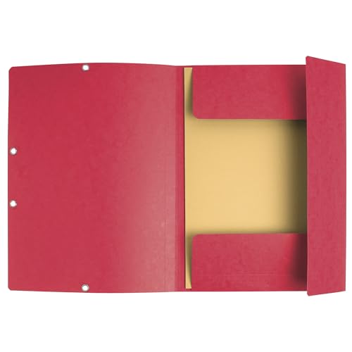 Exacompta 55305E 10er Pack Einschlagmappe. Aus extra starkem Colorspan-Karton DIN A4 mit 3 Klappen und Gummizügen rot Sammelmappe Dokumentenmappe ideal für Büro und Schule