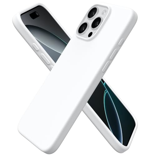 ORNARTO - Case Compatible with iPhone 16 Pro Max 6.9 inch (17.5 cm) Liquid Silicone Slim 3 Layers Soft Gel Rubber Shockproof with Anti-Scratch Microfiber Lining White