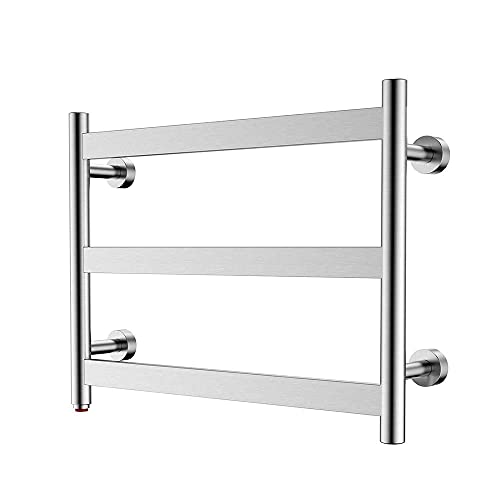 CLRAWSHB Toallero calefactable- Toallero calefactable y tendedero,Secatoallas eléctrico de Pared de Acero Inoxidable 304 para baño, 3 Barras, 30 W