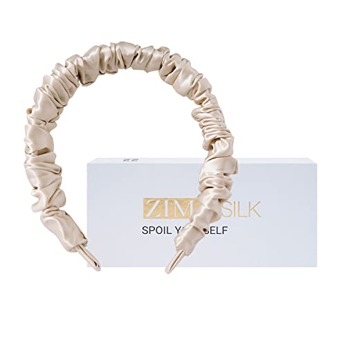 ZIMASILK 22 Momme Mulberry Silk Headband for Women,Solid Color Non-slip 100% Hairband Hair Accessories for Women and Girlsï¼ˆ1pcï¼Œlight champagneï¼‰
