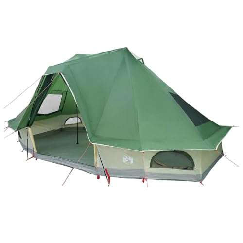 vidaXL Spacious Green Camping Tipi Tent for 6 People | Waterproof, Breathable, Flame Retardant Design – Ideal Summer Outdoor Family Gear 183.5 x 122.0 x 94.5 in