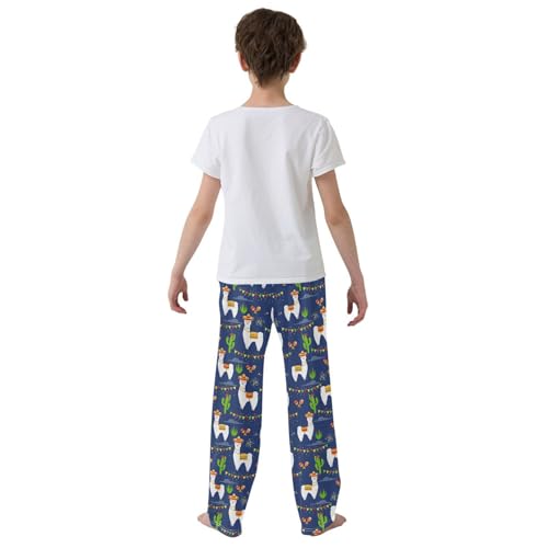 ZZXXB Mexico Llama Cacti Boys Long Pants Soft Trousers Elastic Waist Kids Lounge Bottoms with Pockets S-XL3