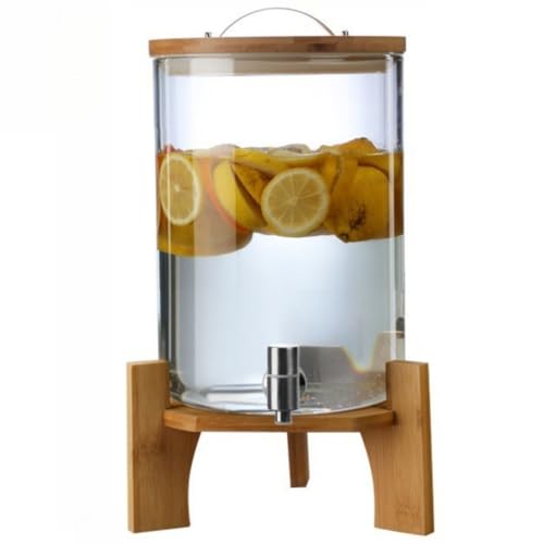 Bxzzuis 飲料サーバー ジュースディスペンサー 5L/7.5L/10L 大容量冷水筒ガラスピッチャー飲料保管 ステンレス鋼の蛇口ベース保管容器付き 密封梅酒ジュース ビール飲料 家庭用 商業用 (10L （ベース付き）) [並行輸入品]（Amazon）