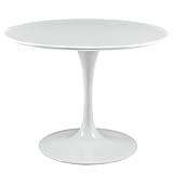 Modway Lippa 40' Mid-Century Modern Dining Table with Round Top and Pedestal Base in White