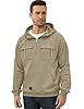 Volemo Mens Hoodies Zip up Cotton Cargo Hoodie Tactical Hooded Sweatshirt Long Sleeve Tops Hoody with Pockets Khaki XXL #2