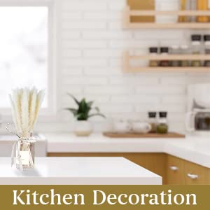 Dried Pampas Grass Decor Bouquet Of Short Natural Fluffy White Pampa In A Small Glass Vase In A Gift Box Nightstand Decor Boho Decor Desk Decor (White) Nightstand Decor #TOP6