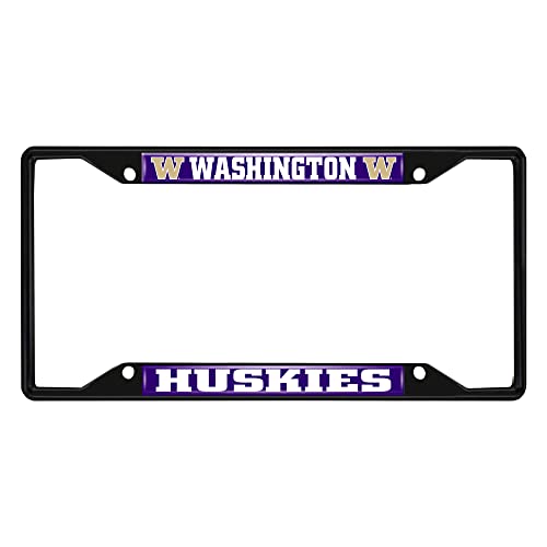 FANMATS 31289 Washington Huskies Metal License Plate Frame Black Finish
