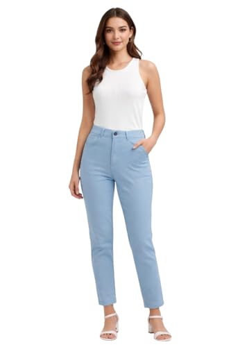 Women High Waist Formal Straight Fit Office Trousers | Solid Stre...