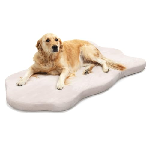 COSTWAY Cuscino per Cani di Taglia Grande, Materassino per Cani Lavabile, Tappetino Antiscivolo e Antigraffio per Dormire per Cani, 110 x 66 x 5 cm (Beige)