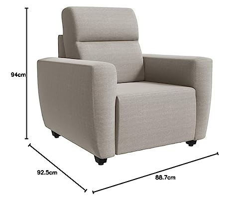Image of Wakefit Sofa Set | 3 Year Warranty | Sofa 1 Seater, 1 Seater Sofa for Living Room, Wooden Sofa Set, Sofa Set Single Seater - Belize(Omega : Pearl)