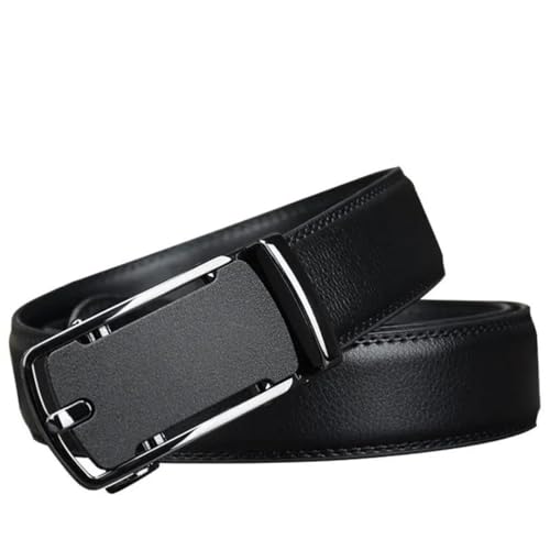 Men's Solid Color Casual Leather Belt Automatic Buckle Belt Classic Black 3.5 Cm Belt2