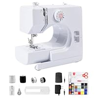 GraceGlow Nähmaschine für Anfänger & Kinder, Kleine nähmaschinen Mit 12 Stichprogrammen, Mini Sewing Machine Tragbare Elektrische Nähmaschine mit LED-Licht, Fußpedal & Nähset