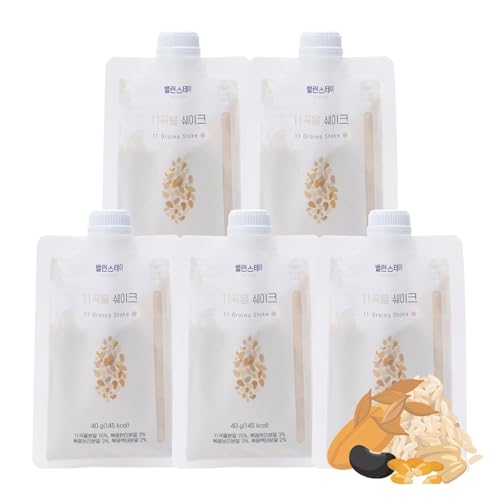 Simple Meal Replacement Shake Powder 1 Pack (40g x 5 Pouches) – Korean Healthy Meal Replacement Drinks, Ready-to-eat Shake Powder (1.41 Ounce (Pack of 5), 11 Grains)
