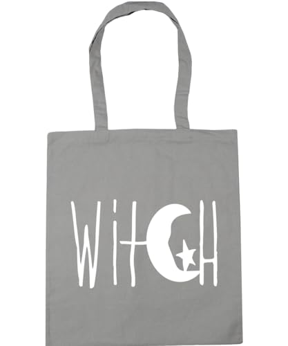 Hippowarehouse Witch Crescent Moon and Star Design Tote Shopping Gym Beach Bag 42cm x38cm, 10 litres