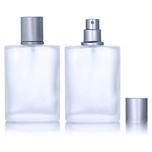 2 Pack 50ml/1.69 Oz Empty Frosted Glass Spray Bottles Perfume Atomizer, Refillable Fine Mist Spray Empty Perfume Bottles with 4 kinds of perfume dispenser (2 Pack 50ml/1.69 Oz Frosted Bottles)