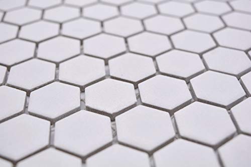 Mosaico de cerámica hexagonal blanco R10B MOS11H-0101-R10_f