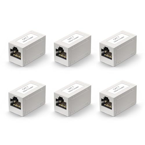 VCELINK RJ45 Kupplung Cat7 vergoldet Lan Verbinder 10 Gigabit Lan Kabel Verlängerung Lan Adapter geschirmt für Ethernet Kabel Netzwerkkabel Patchkabel Cat7 Cat6A Cat6 Cat5e Cat5 6 Stück