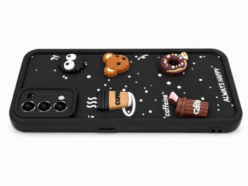 Image of Bintage Cute Fun Taddy Cartoon 3D Ball Bear Milk Cake Coffee Silicon Case Full Body & Camera Protection Back Cover Compatible for Realme 7 Pro 4G - Black