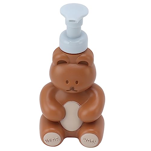 Pongnas Botella de Bomba de Mano Líquida Recargable con Forma de Oso de Dibujos Animados para champú y Acondicionador, Decoración de Baño Pequeña (pequeño marrón)