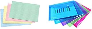 Concord 39421CC Record Card Smooth 152x102mm Assorted Ref 16199 [Pack 100] &Rapesco 0689 A5 Plastic Popper Wallet, Assorted Transparent Colours, Pack of 5
