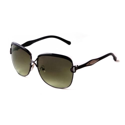Lunettes de soleil carrées en métal avec des rivets et verres miroirs argentés UV400 pour femme