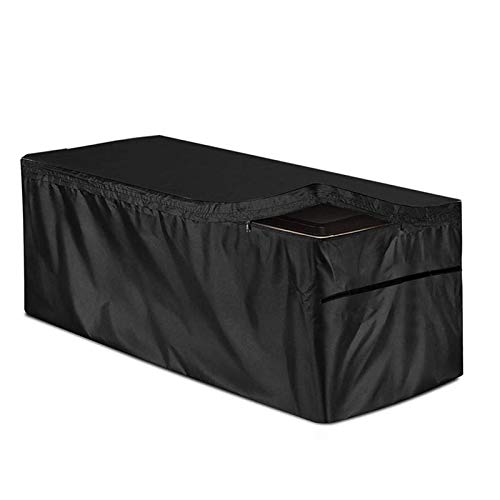 Deck Box Cover with Zipper, Waterproof Outdoor Storage Box, Windproof Garden Furniture Protective Cover, UV Protection Patio Storage Container for Garden Furniture Sofa, Black (L)
