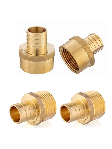 (Pack of 4) EFIELD Pex 1-Inch x 1-Inch Male/Female (2 Pieces/Each) NPT Adapter Crimp Brass Fitting