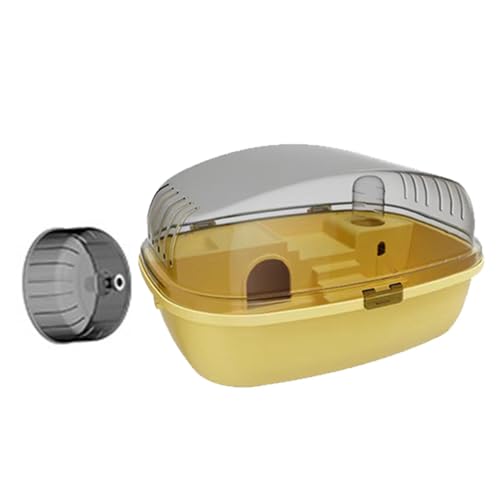 大型ハムスターケージ ウサギ ラット 透明 ハリネズミ ポータブル ハムスター 生息地 イエロー, 黄色, 35.5x27.5x20cm