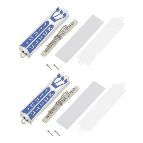 HOOTNEE 2pcs Metal Mezuzah Case with Scroll Jewish Blessing for Door Judaica Unique for Housewarming and Hanukkah