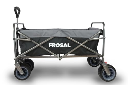 FROSAL Bollerwagen faltbar Alex in schwarz/grau Kinder Strandwagen klappbar Handwagen für Strand, Wald & Wiese – Bild 3