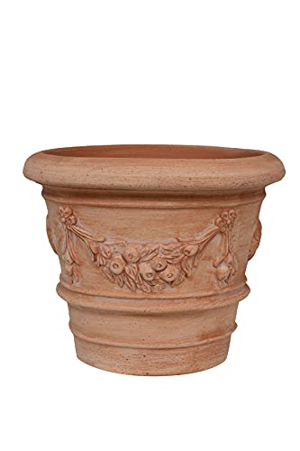 Biscottini Vaso in Terracotta artigianali 30x25x30 cm - Vaso a Coppa da Esterno e Interno - Vasi Grandi Made in Italy - Vasi per piante Esterno - Vaso fiori rotondo Terracotta - Fioriera balcone