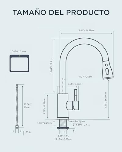 Miniatura 5 de Forious Grifo De Acero Inoxidable Cocina Negro, Grifo Cocina Extraible Grifo De Cocina Fregadero Con 3 Modos Giratorio A 360 , Torneira Cozinha Monomando Flexible