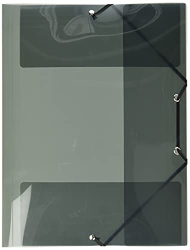 Viquel - Chemises plastique A4 avec rabats - Pochettes transparentes fermeture à élastique - Rangement documents A4 - Gris translucide