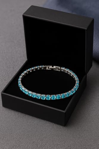 Image of BLACK PEARL Elegant Style Tennis Bracelet with Multicolour Zirconion Stones, Gold and Silver-Toned Bracelet For Women & Girls