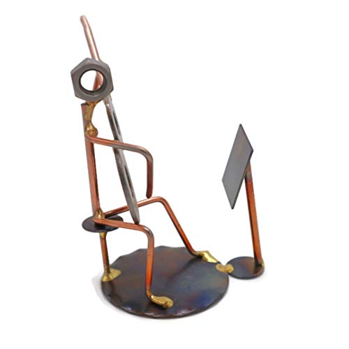 Classical Guitar with Music Stand Collectible Handmade Metal Art Figurine, Desk Accessories, Trophy, Orchestra, Office Décor, Musical Instrument