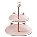 WENMENG2021 Stojak na tort podwójna miska na owoce kreatywny stół deserowy stojak prezentujący słodka taca na ciasto (kolor: różowy)