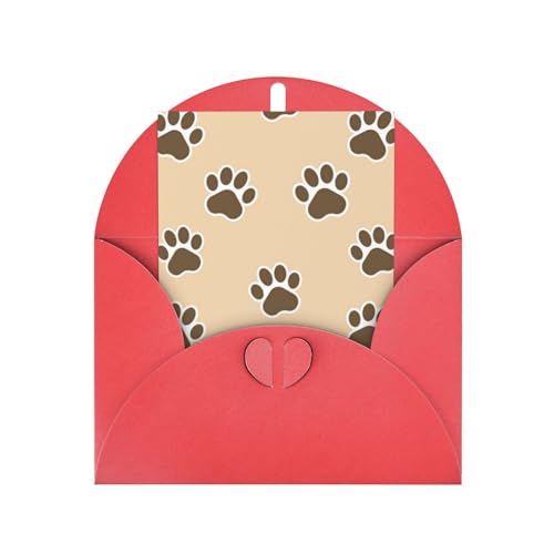 動物 犬 猫 足跡 足型 肉球 メッセージレターカード 封筒付きクリスマスバースデーカード パーティー招待状クリスマスカード Red