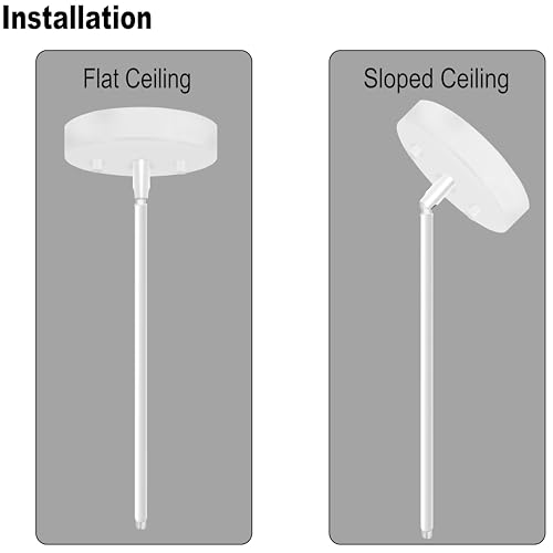 Image of 10 Pieces 12-inch M10 Threaded Extension Poles Lighting Fixture Downrods Stems & 180 Degrees Sloped Ceiling Adapter Kits for Pendant Light, Island Lighting, Chandeliers (White)