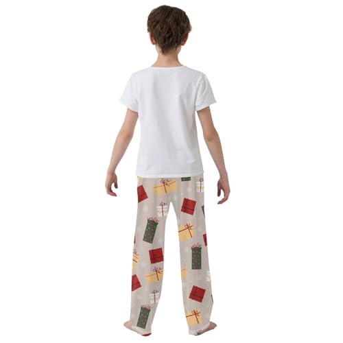 Boys' Pants Gifts Boxes Snowflake Christmas Long Bottoms Jogger Pants Elastic Waist Trousers with Pockets S-XL3
