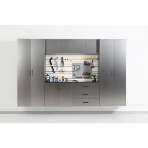 Image of Maykoosh Wall Mounted Storage Cabinet with Doors & Shelves Garage & Home Organization Metal /128x79x20 7 Piece Set