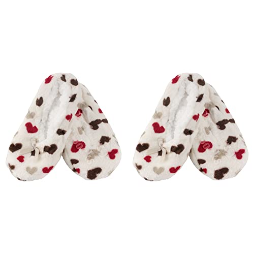 Image of BambooMN Women's Stripe Patterned Non-Slip Lined Travel Home Slippers - 2 Pairs