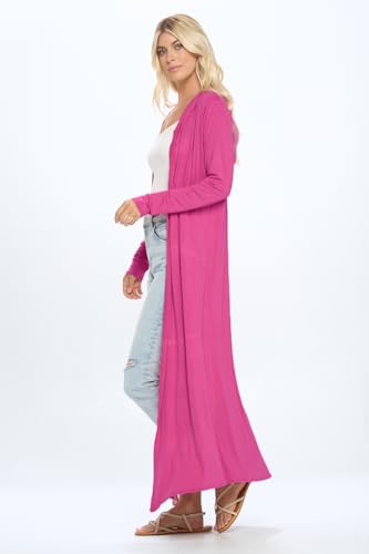 Image of Isaac Liev Women's Maxi Cardigan Casual Extra Long Open Front Floor Length Lightweight Duster Cardigans Womens with Hoodie