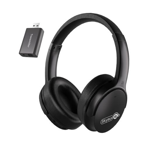 Skyaudio Wireless Headphones for TV, TV Headphones Wireless for Seniors with USB Transmitter,Over Ear TV Headphones, Plug & Play, No Audio Delay, 20+ Hours