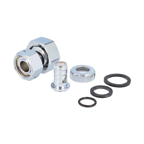 tecuro Zapfhahnzähler-Verschraubungen 1 Zoll Überwurfmutter x 3/4 Zoll Innengewinde, inklusive 3/4 Zoll Schlauchverschraubung mit Ø 15 mm Tülle