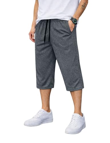 Image of Mack Jonney Men's Sports Capri Pants | Lightweight Polyester Workout 3 /4 Pants with Elastic Waist for Gym, Running & Training-M8356