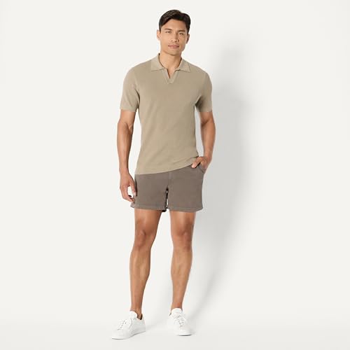 Image of Amazon Essentials Men's Slim-Fit 5 inch Flat-Front Comfort Stretch Khaki Chino Shorts with Elastic Waistband